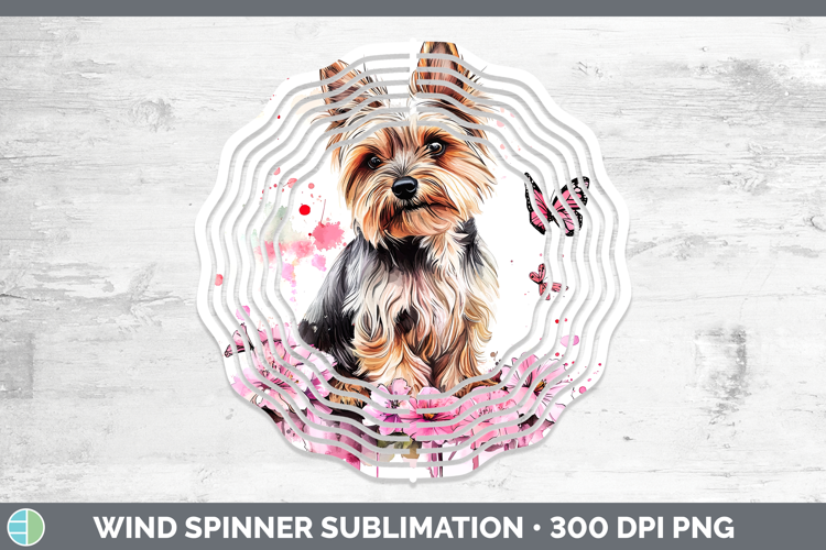 BS035 Pink Drips Yorkshire Terrier Wind Spinner Sublimation