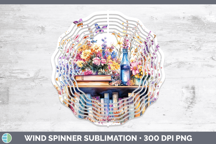 BS04 Bookshelf Boho Florals Wind Spinner Sublimation Spinner