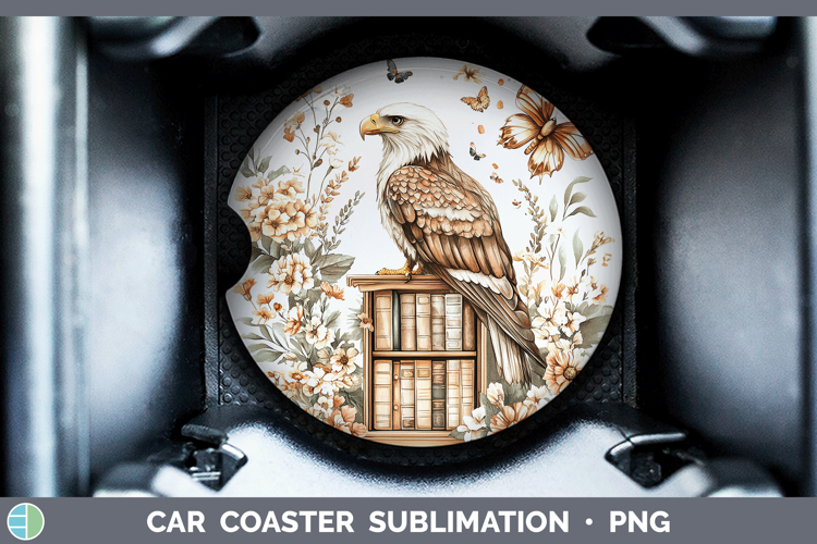 BS04 Bookshelf Eagle Car Coaster Sublimation Designs