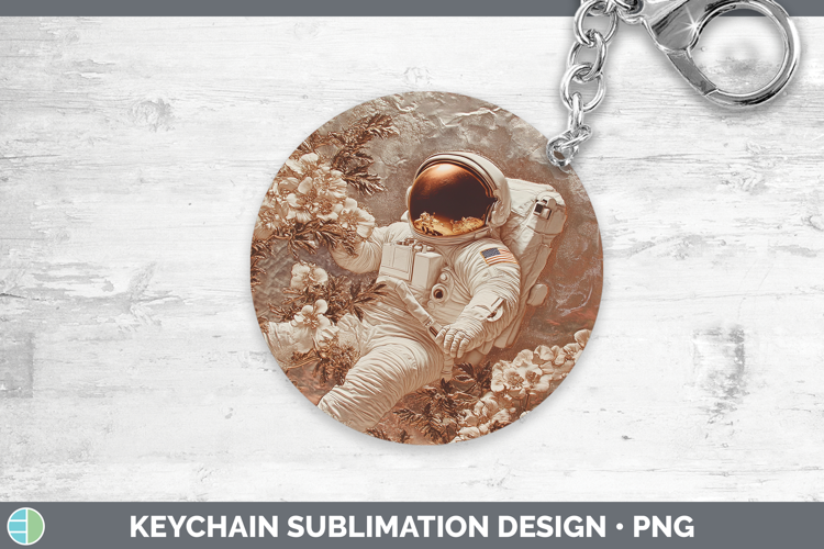BS04 Copper Relief Astronaut Keychain Sublimation Keyring De