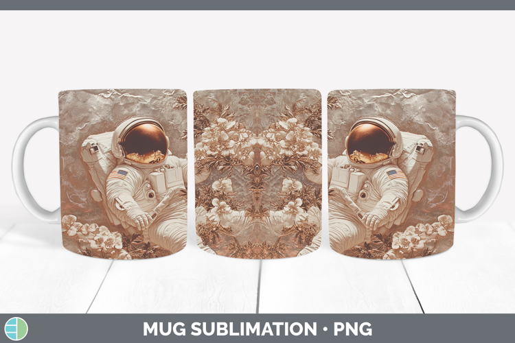 BS04 Copper Relief Astronaut Mug Wrap Sublimation Coffee Cup