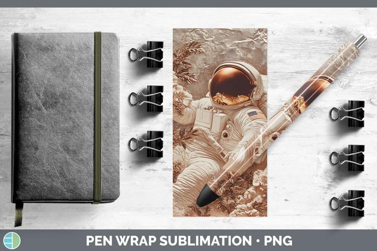 BS04 Copper Relief Astronaut Pen Wrap Sublimation Pen Design