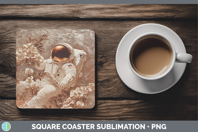 BS04 Copper Relief Astronaut Square Coaster Sublimation Coas