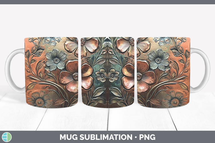BS04 Copper Relief Boho Florals Mug Wrap Sublimation Coffee