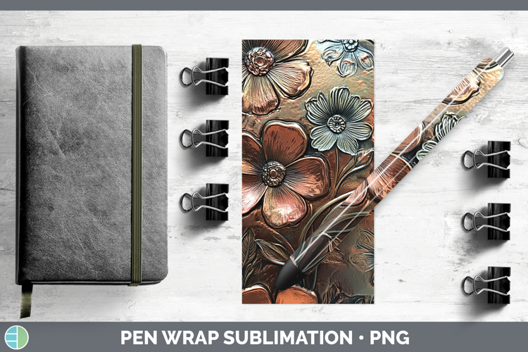 BS04 Copper Relief Boho Florals Pen Wrap Sublimation Pen Des