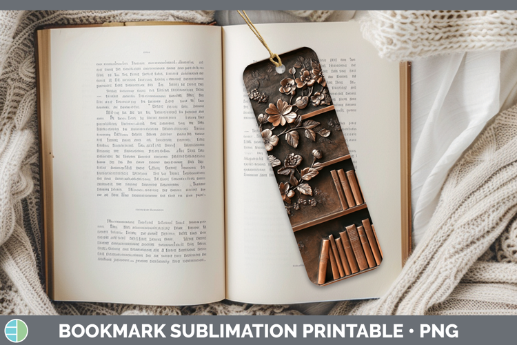 BS04 Copper Relief Book Stack Bookmark Sublimation Printable