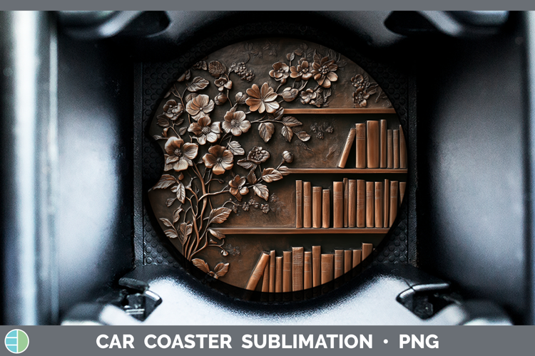 BS04 Copper Relief Book Stack Car Coaster Sublimation Desig