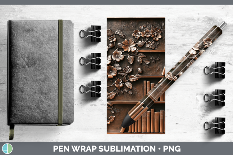 BS04 Copper Relief Book Stack Pen Wrap Sublimation Pen Desig