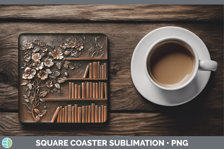 BS04 Copper Relief Book Stack Square Coaster Sublimation Coa