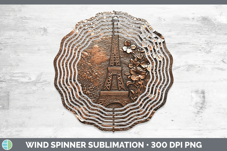 BS04 Copper Relief Eiffel Tower Wind Spinner Sublimation Spi