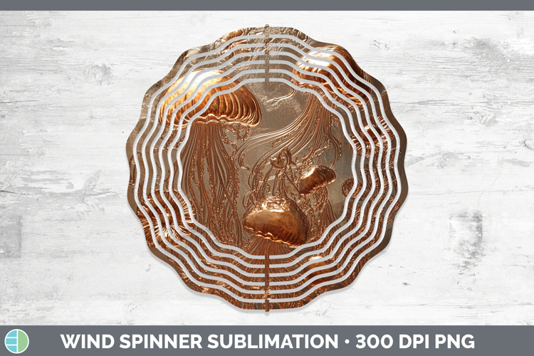 BS04 Copper Relief Jelly Fish Wind Spinner Sublimation Spinn