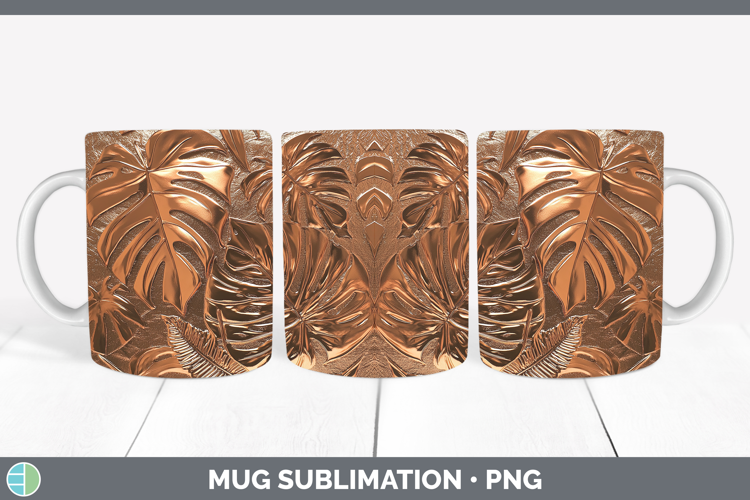 BS04 Copper Relief Monstera Mug Wrap Sublimation Coffee Cup