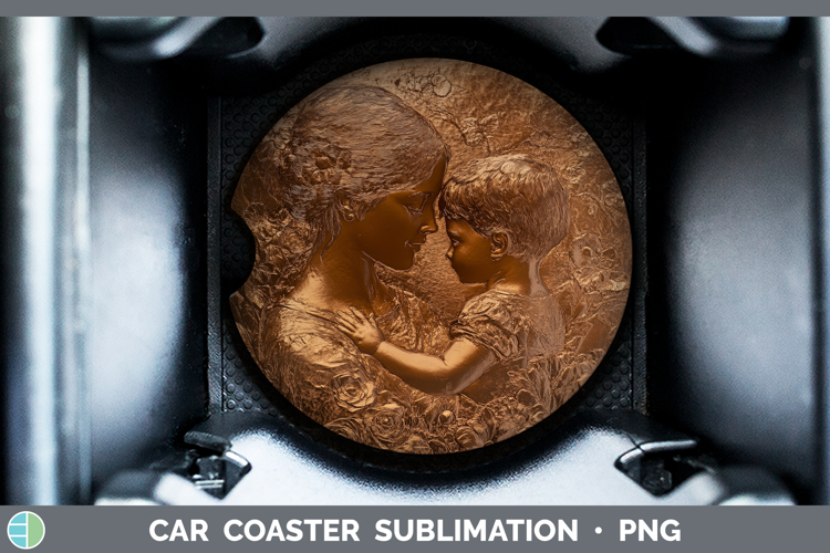 BS04 Copper Relief Mother Child Car Coaster Sublimation Des