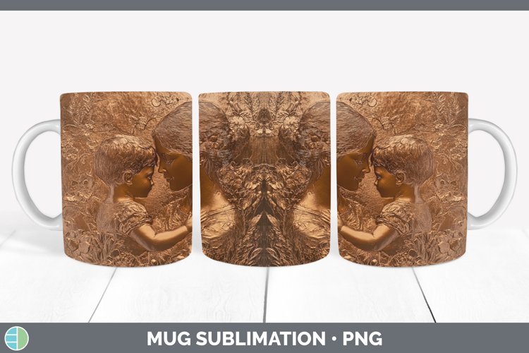 BS04 Copper Relief Mother Child Mug Wrap Sublimation Coffee