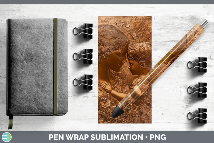 BS04 Copper Relief Mother Child Pen Wrap Sublimation Pen Des