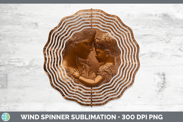 BS04 Copper Relief Mother Child Wind Spinner Sublimation Spi