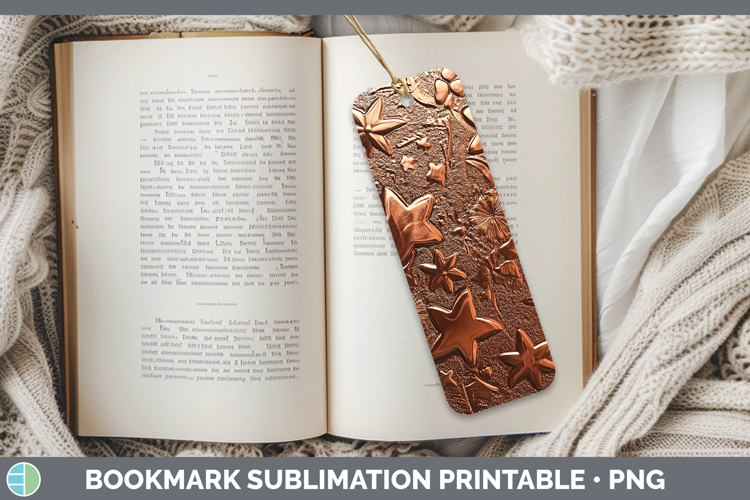 BS04 Copper Relief Stars Bookmark Sublimation Printable Desi