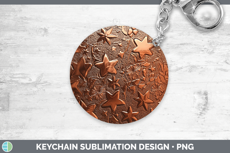 BS04 Copper Relief Stars Keychain Sublimation Keyring Design