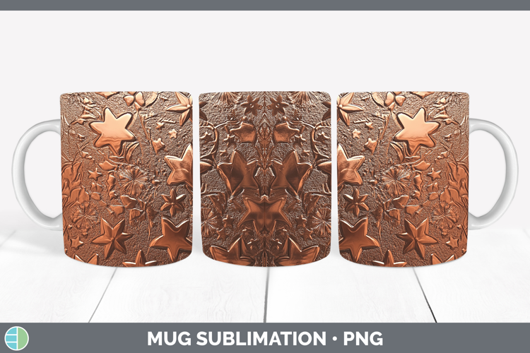 BS04 Copper Relief Stars Mug Wrap Sublimation Coffee Cup Des