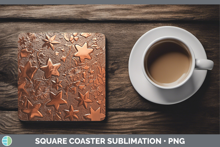 BS04 Copper Relief Stars Square Coaster Sublimation Coaster