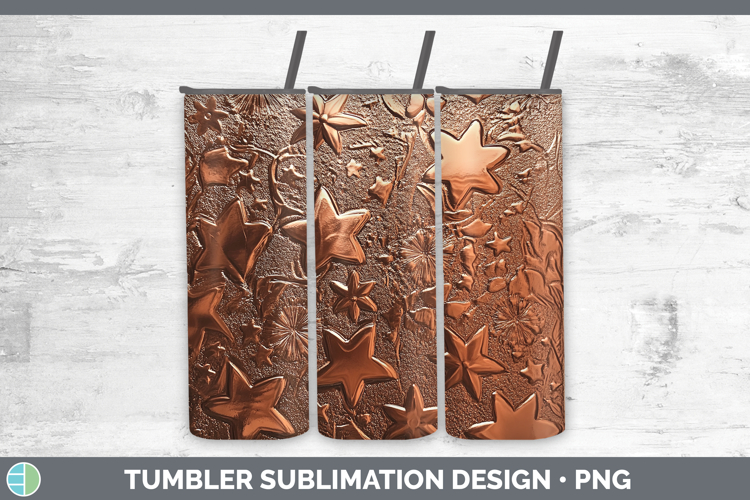 BS04 Copper Relief Stars Tumbler Sublimation 20 oz Skinny Tu