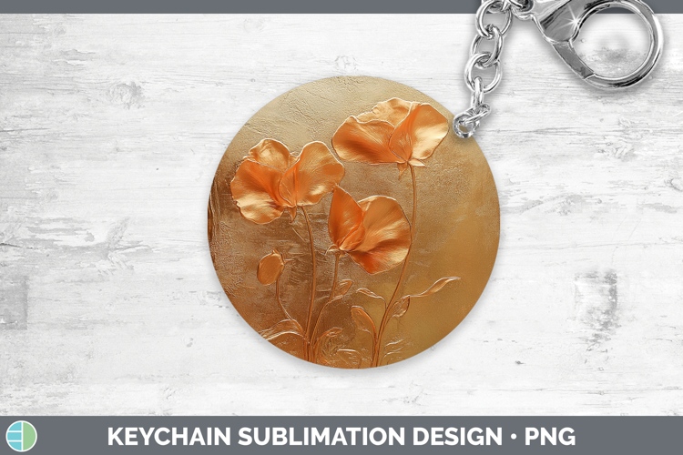 BS04 Copper Relief Sweet Pea Keychain Sublimation Keyring De