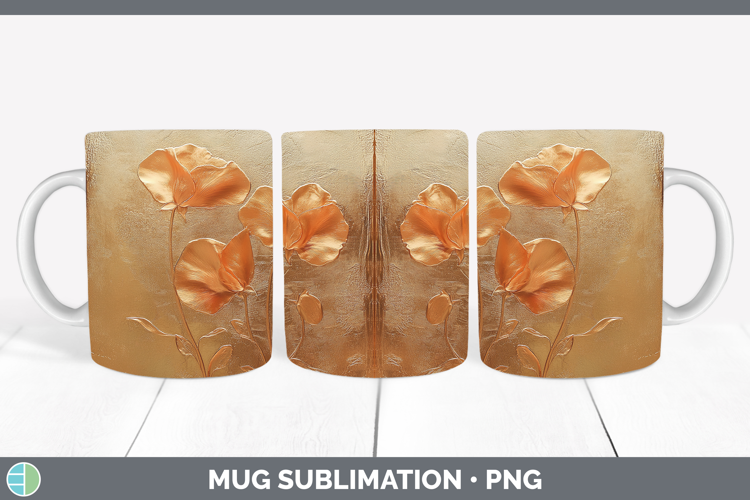BS04 Copper Relief Sweet Pea Mug Wrap Sublimation Coffee Cup