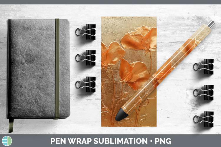 BS04 Copper Relief Sweet Pea Pen Wrap Sublimation Pen Design