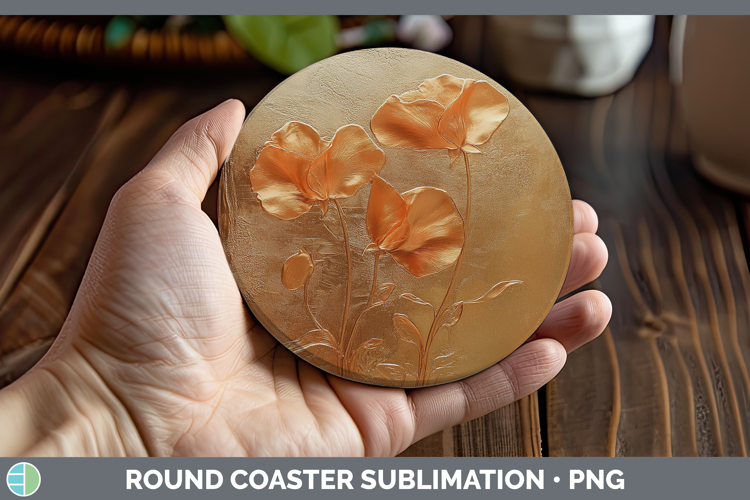 BS04 Copper Relief Sweet Pea Round Coaster Sublimation Coast