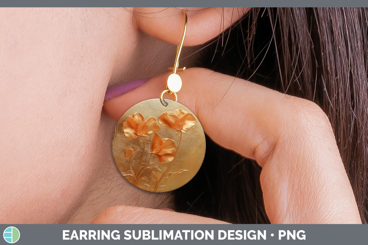 BS04 Copper Relief Sweet Pea Round Earrings Sublimation Earr