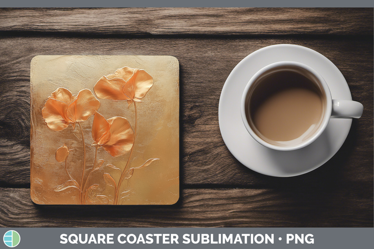 BS04 Copper Relief Sweet Pea Square Coaster Sublimation Coas