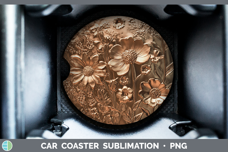 BS04 Copper Relief Wild Flowers Car Coaster Sublimation Des