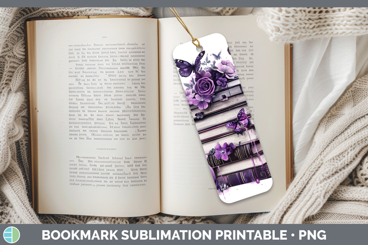 BS04 Purple Drips Book Stack Bookmark Sublimation Printable