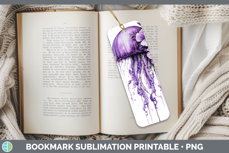 BS04 Purple Drips Jelly Fish Bookmark Sublimation Printable