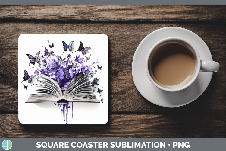 BS04 Purple Drips Open Book Square Coaster Sublimation Coast