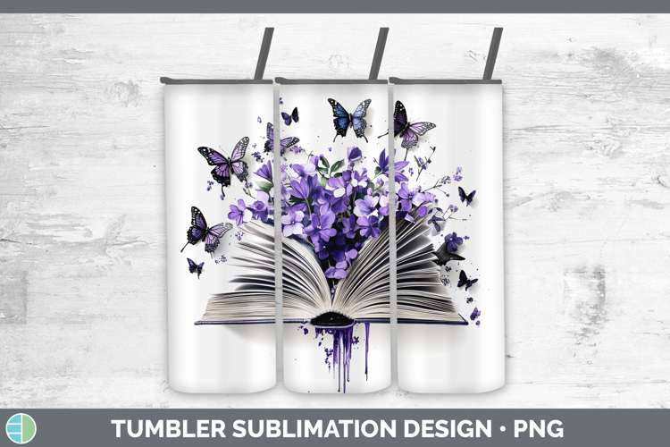 BS04 Purple Drips Open Book Tumbler Sublimation 20 oz Skinny