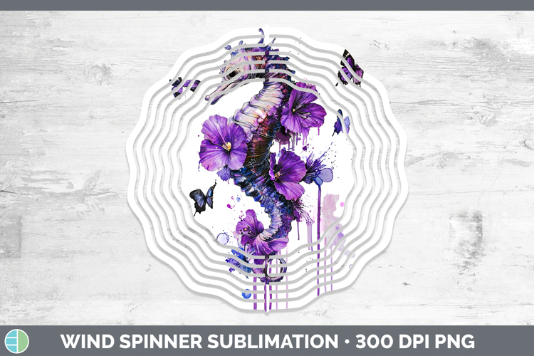 BS04 Purple Drips Seahorse Wind Spinner Sublimation Spinner