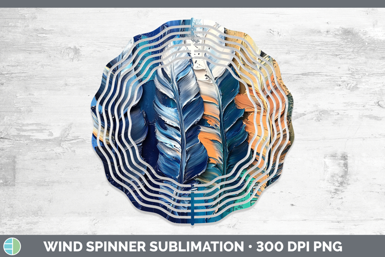BS04 Thick Paint Boho Feathers Wind Spinner Sublimation Spin