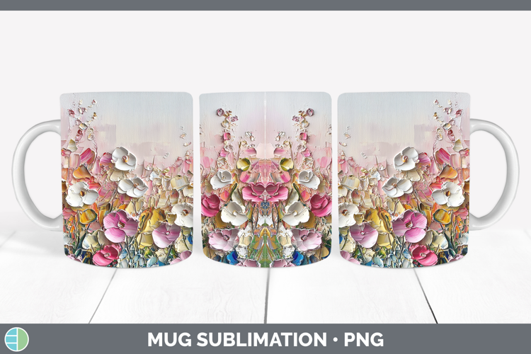 BS04 Thick Paint Boho Florals Mug Wrap Sublimation Coffee Cu