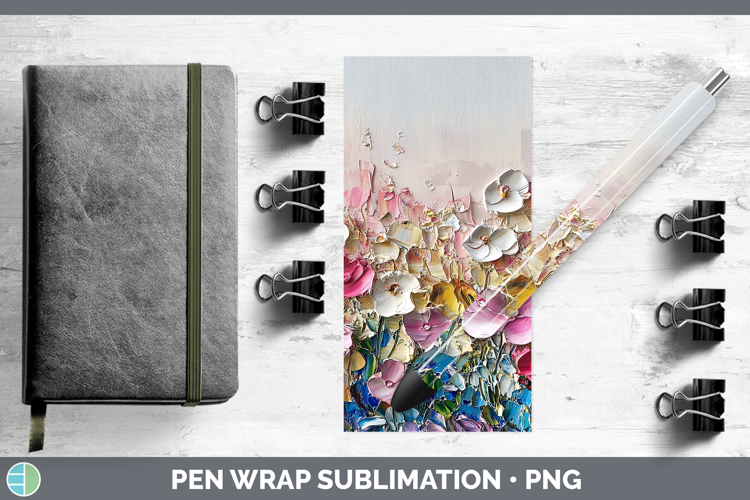 BS04 Thick Paint Boho Florals Pen Wrap Sublimation Pen Desig