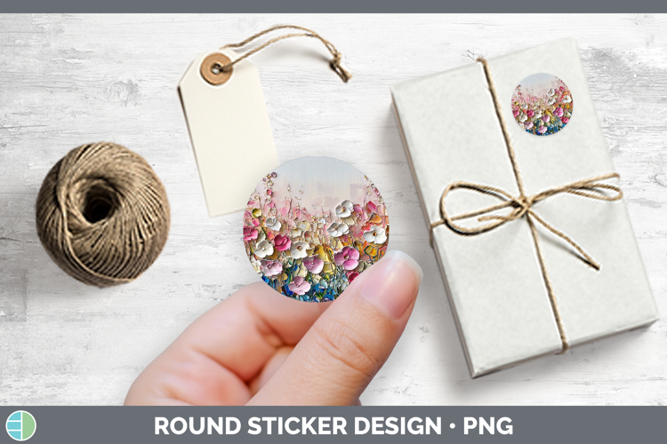 BS04 Thick Paint Boho Florals Stickers | Round Labels Design