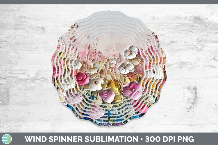BS04 Thick Paint Boho Florals Wind Spinner Sublimation Spinn