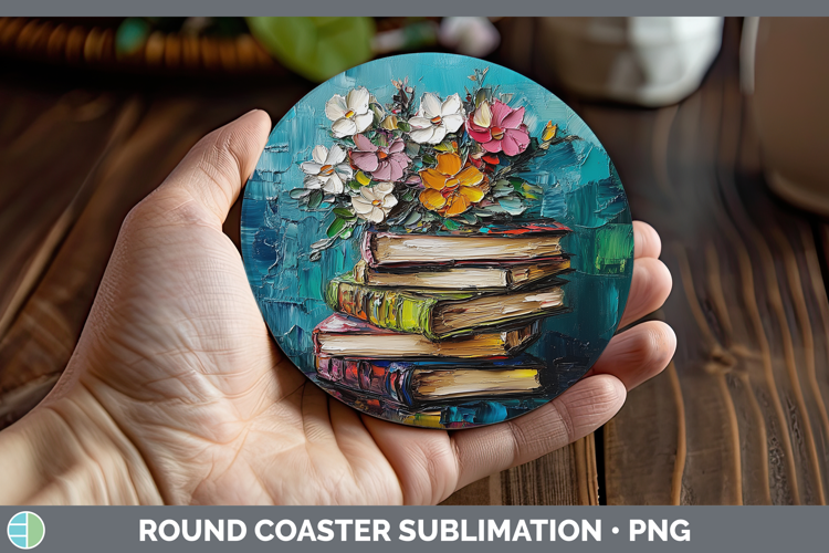 BS04 Thick Paint Book Stack Round Coaster Sublimation Coaste