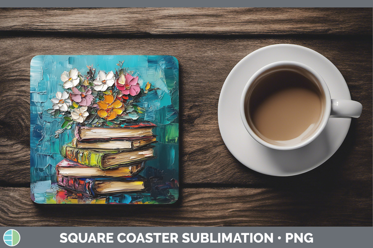 BS04 Thick Paint Book Stack Square Coaster Sublimation Coast