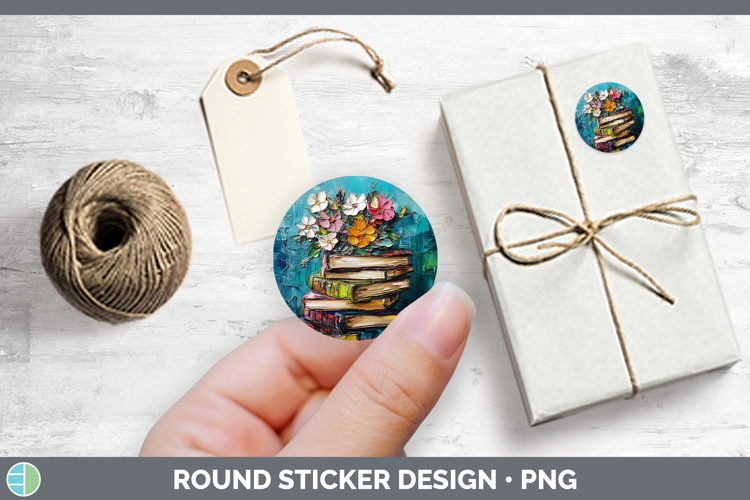 BS04 Thick Paint Book Stack Stickers | Round Labels Designs