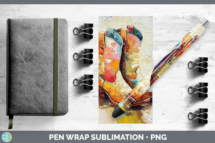 BS04 Thick Paint Cowboy Boots Pen Wrap Sublimation Pen Desig