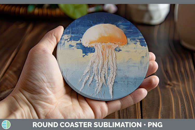 BS04 Thick Paint Jelly Fish Round Coaster Sublimation Coaste