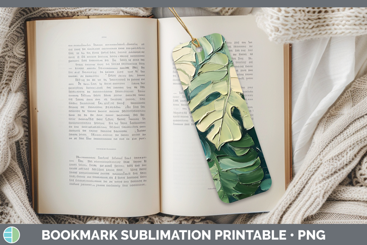 BS04 Thick Paint Monstera Bookmark Sublimation Printable Des