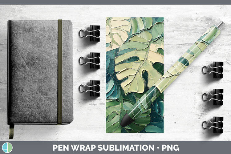 BS04 Thick Paint Monstera Pen Wrap Sublimation Pen Designs