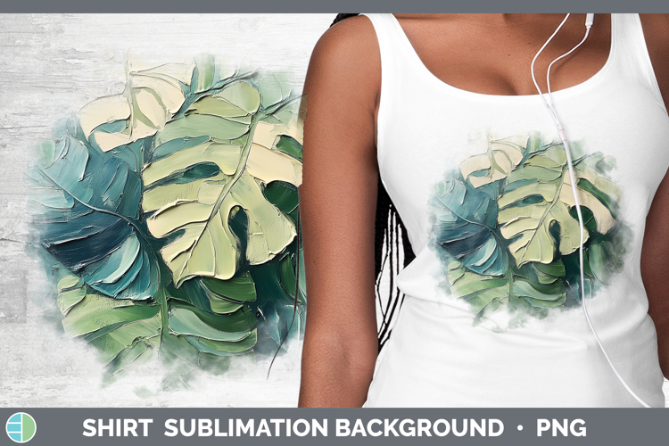 BS04 Thick Paint Monstera Shirt Sublimation Sublimation Back